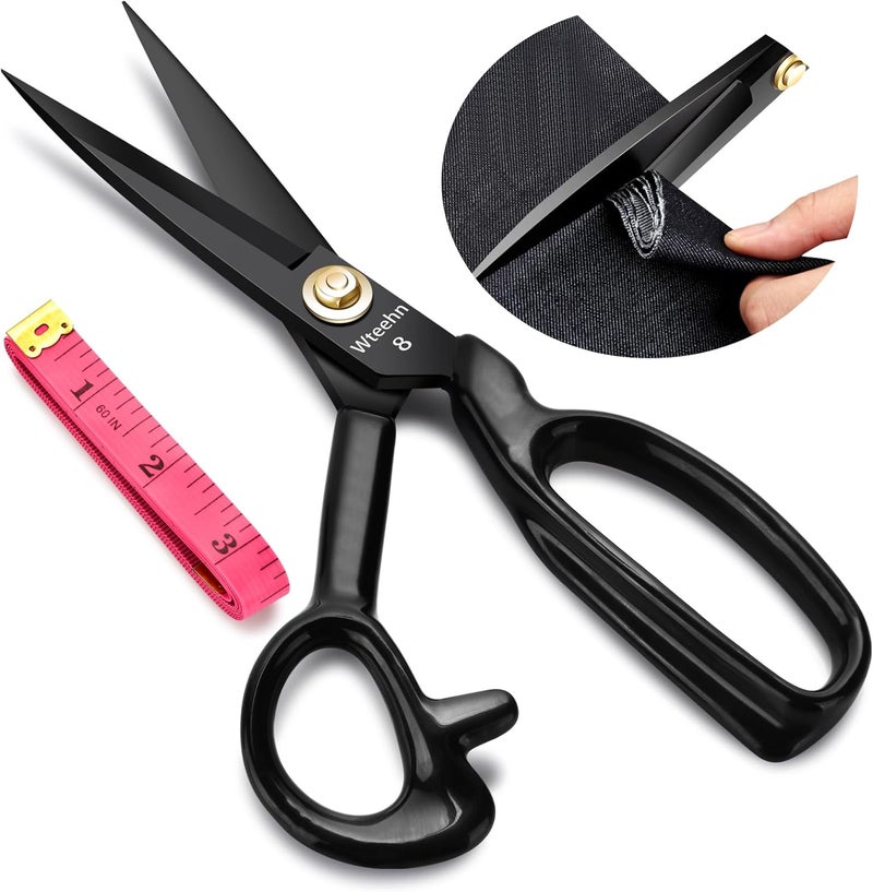 Wteehn Fabric Scissors Professional, 8" Heavy Duty Sewing Scissor for Fabric Cutting, Tailor Sharp Sewing Shears for Cutting Leather craft Home Office Students Artists Dressmakers - Image 1